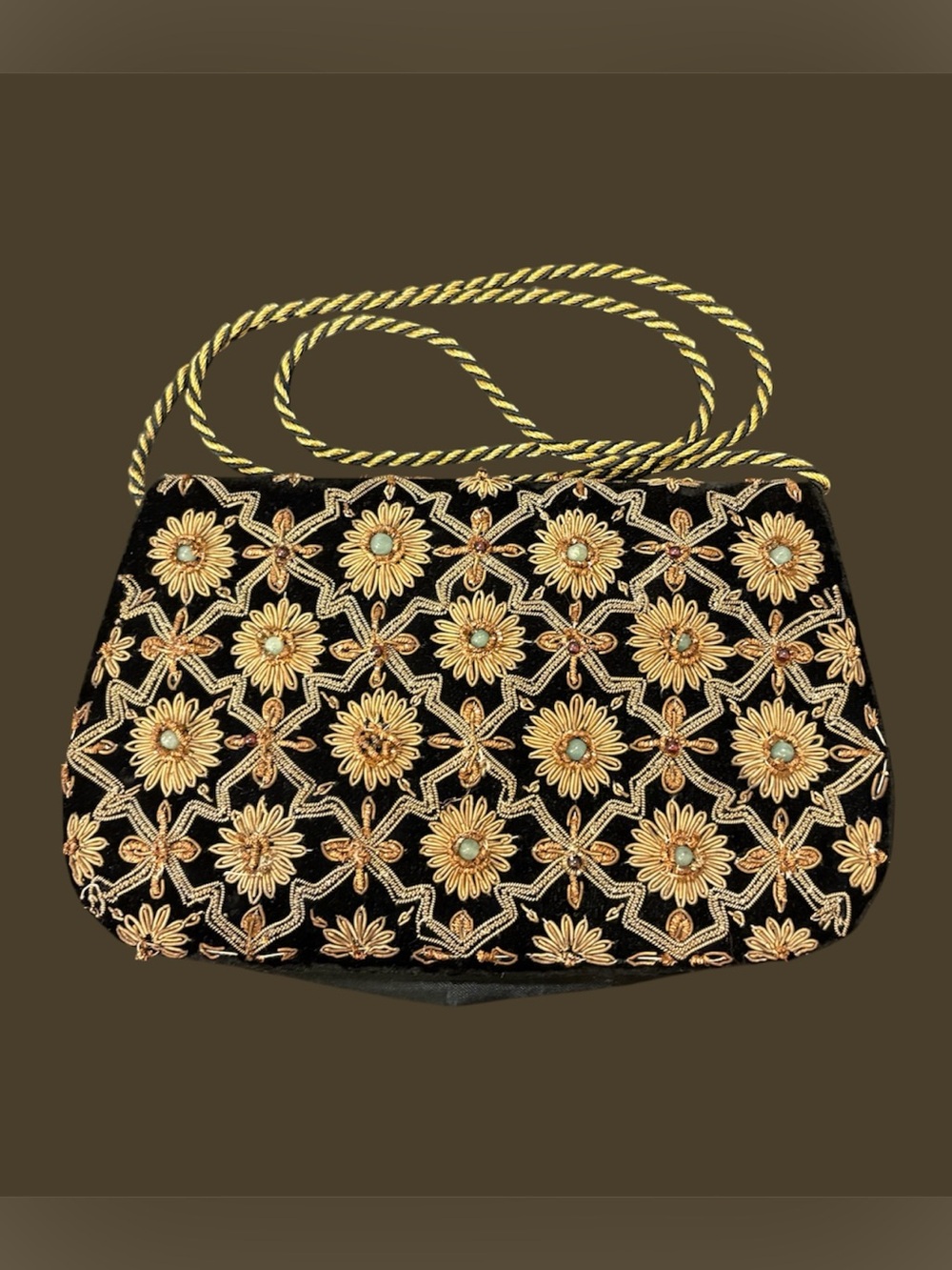 Black and Gold Vintage Zardozi Purse